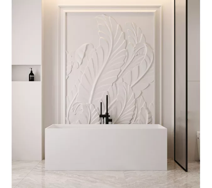 Ванна из искусственного камня ABBER Stein AS9640-1.5 белая матовая, Выбрать размер: 150*70, изображение 7