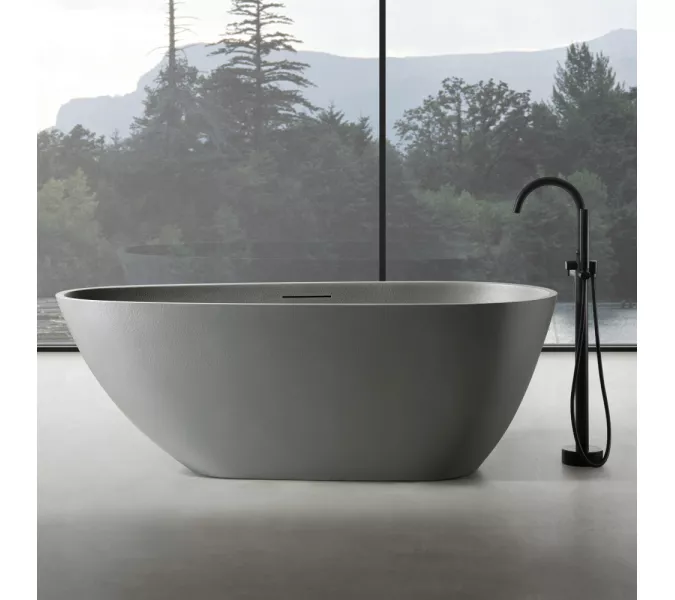 Ванна из искусственного камня ABBER Dortmund 170х75 светло-серая матовая, Выбрать цвет: Светло серый, изображение 7