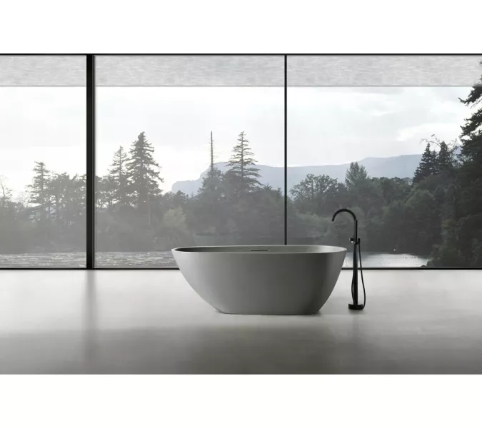 Ванна из искусственного камня ABBER Dortmund 170х75 светло-серая матовая, Выбрать цвет: Светло серый, изображение 9