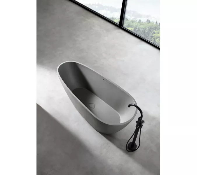 Ванна из искусственного камня ABBER Dortmund 170х75 светло-серая матовая, Выбрать цвет: Светло серый, изображение 8