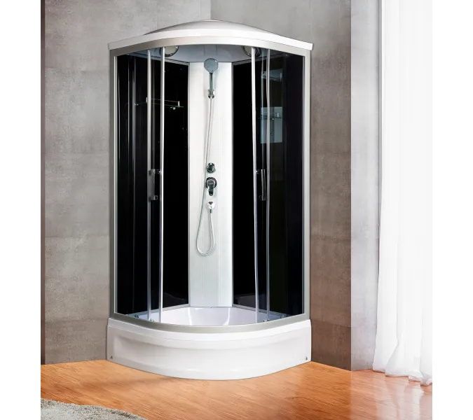 Душевая кабина  River DESNA ТН черная тонированные стекла  низкий поддон, Цвет стекла: тонированное, Цвет профиля: Хром, Выбрать цвет: Чёрный, Тип поддона: Низкий, Выбрать размер: 90х90х210