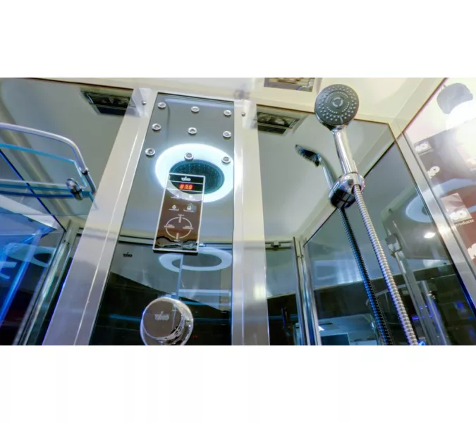 Душевая кабина прямоугольная Timo Standart  T-1115, Цвет стекла: тонированное, Цвет профиля: Хром, Тип поддона: Низкий, Выбрать размер: 120x90, Комплектация: с гидромассажем, изображение 4