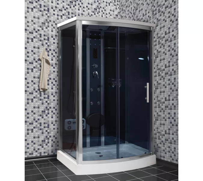 Душевая кабина прямоугольная Timo Standart  T-1115, Цвет стекла: тонированное, Цвет профиля: Хром, Тип поддона: Низкий, Выбрать размер: 120x90, Комплектация: с гидромассажем, изображение 2