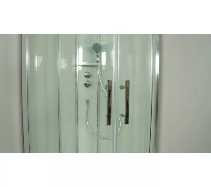 Душевая кабина четверть круга Timo Premium ILMA-909/901, Выбрать цвет: Хром, Выбрать размер: 100x100 , Внешний вид: без крыши, изображение 11