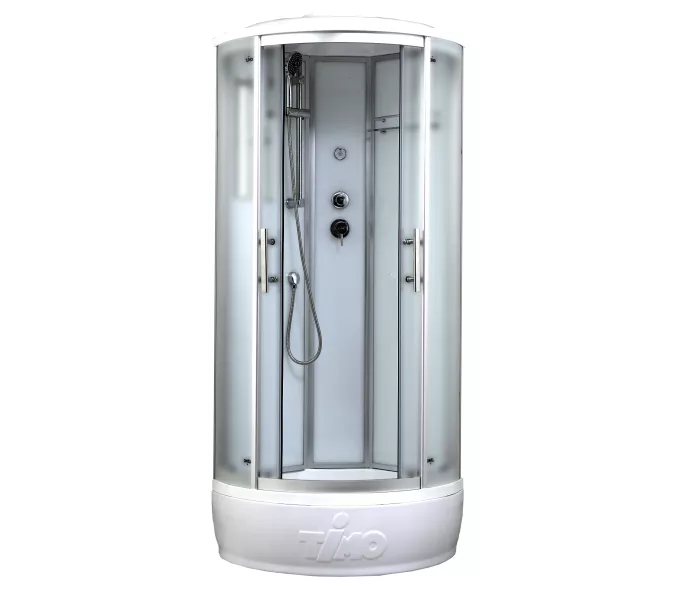 Душевая кабина четверть круга Timo Standart  T-6600/6680/6690 SF высокий поддон, Цвет стекла: матовое, Выбрать цвет: Хром, Выбрать размер: 80x80 , Комплектация: без гидромассажа