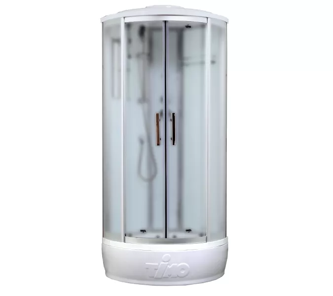 Душевая кабина четверть круга Timo Standart  T-6600/6680/6690 SF высокий поддон, Цвет стекла: матовое, Выбрать цвет: Хром, Выбрать размер: 80x80 , Комплектация: без гидромассажа, изображение 2