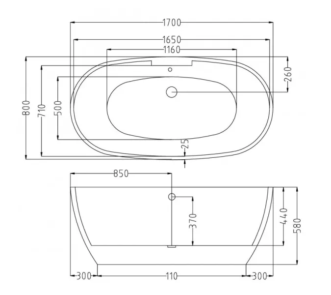 Ванна акриловая Esbano Rome-SM, 170x80x58 см, Внешний вид: Rome-SM, изображение 3