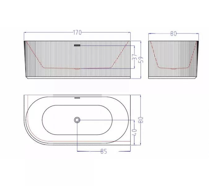 Ванна акриловая Esbano Bagamа  правая 170x80x59, Выбрать цвет: Белый, Ориентация: правая, изображение 3