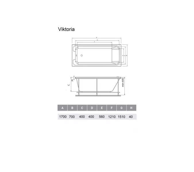 Ванна акриловая Relisan VIKTORIA 170x70, изображение 5