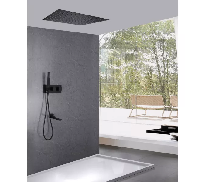 Душевая система ABBER Daheim AF8254B скрытого монтажа с изливом, термостат, черная матовая, Выбрать цвет: Чёрный, изображение 2