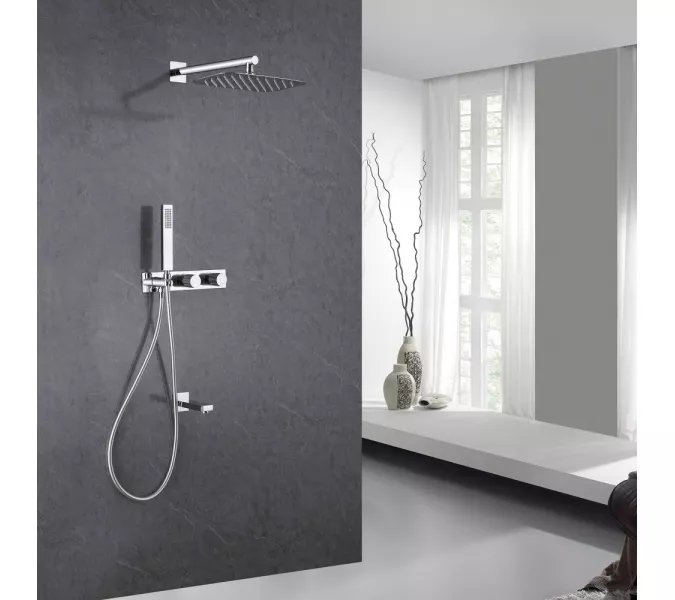 Душевая система ABBER Rund AF8717 скрытого монтажа с изливом, хром, Выбрать цвет: Хром, изображение 2