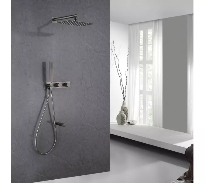 Душевая система ABBER Rund AF8717NG скрытого монтажа с изливом, никель, Выбрать цвет: Никель, изображение 2