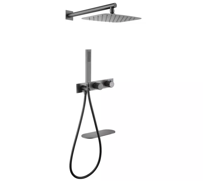 Душевая система ABBER Rund AF8750NG скрытого монтажа с изливом, термостат, никель, Выбрать цвет: Никель