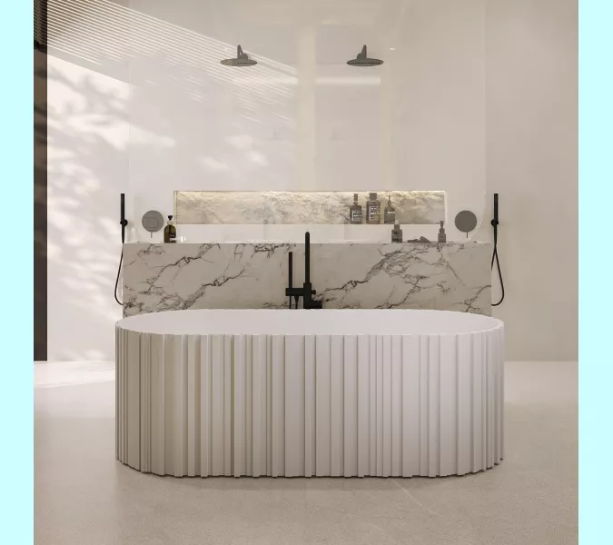 Ванна из искусственного камня ABBER Stein 170х75 белая матовая, изображение 7