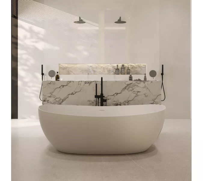 Ванна из искусственного камня ABBER Stein AS9615 белая матовая, Выбрать размер: 163х85, изображение 7