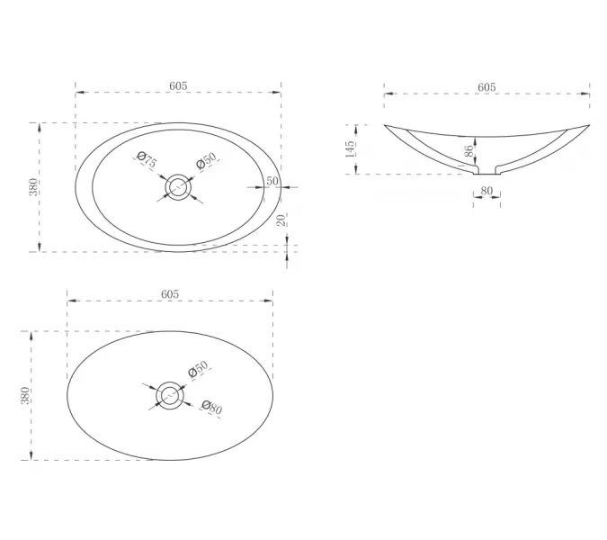 Раковина накладная ABBER Stein AS2606 белая матовая, изображение 3