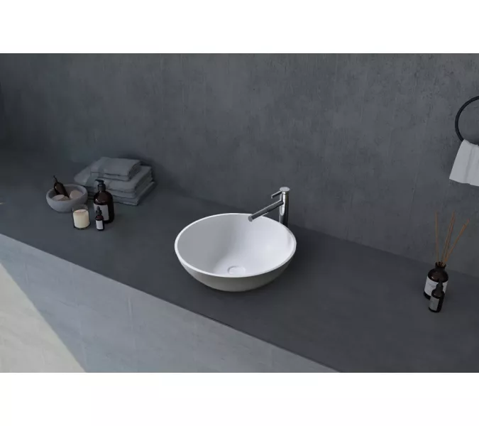 Раковина накладная ABBER Stein AS2608 белая матовая, изображение 3