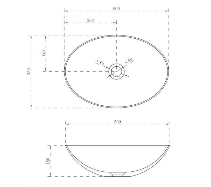 Раковина накладная ABBER Stein AS2609 белая матовая, изображение 3