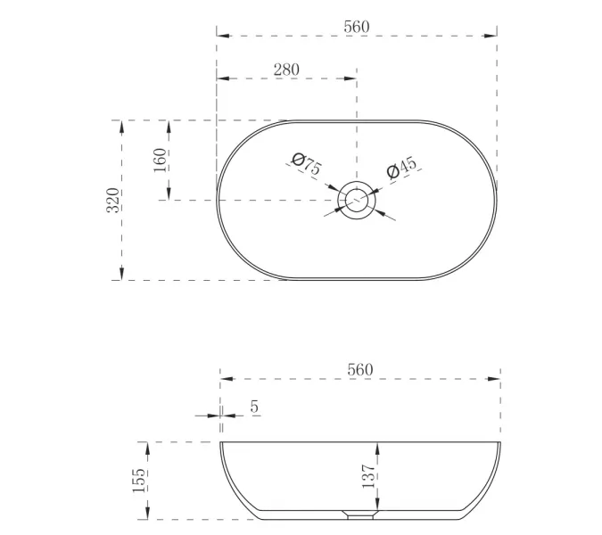 Раковина накладная ABBER Stein AS2611 белая матовая, изображение 3
