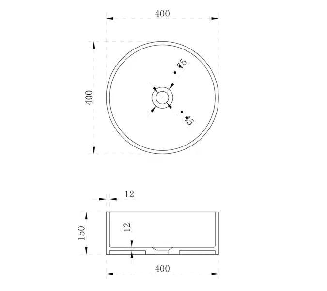 Раковина накладная ABBER Stein AS2612 белая матовая, изображение 3