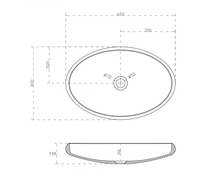 Раковина накладная ABBER Stein AS2614 белая матовая, изображение 3