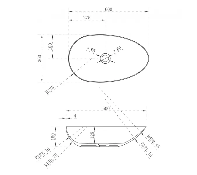 Раковина накладная ABBER Stein AS2615 белая матовая, изображение 3