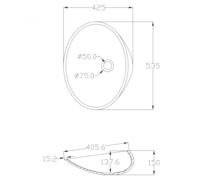 Раковина накладная ABBER Stein AS2616 белая матовая, изображение 2