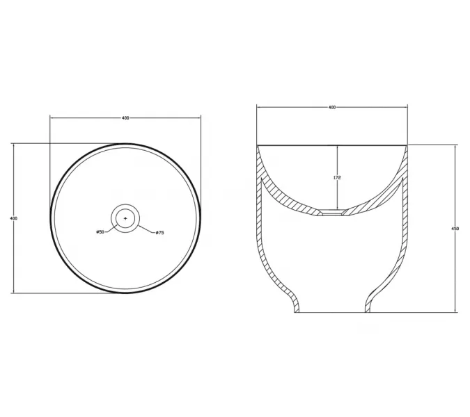 Раковина накладная ABBER Stein AS2618 белая матовая, изображение 5