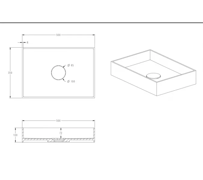 Раковина накладная ABBER Stein AS2621 белая матовая, изображение 4