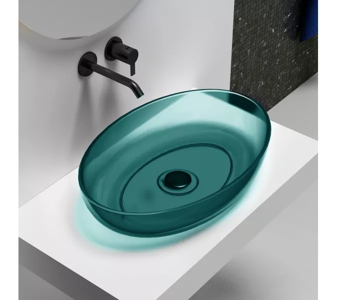 Раковина накладная прозрачная ABBER Kristall AT2801Aquamarin бирюзовая, Выбрать цвет: Бирюзовый