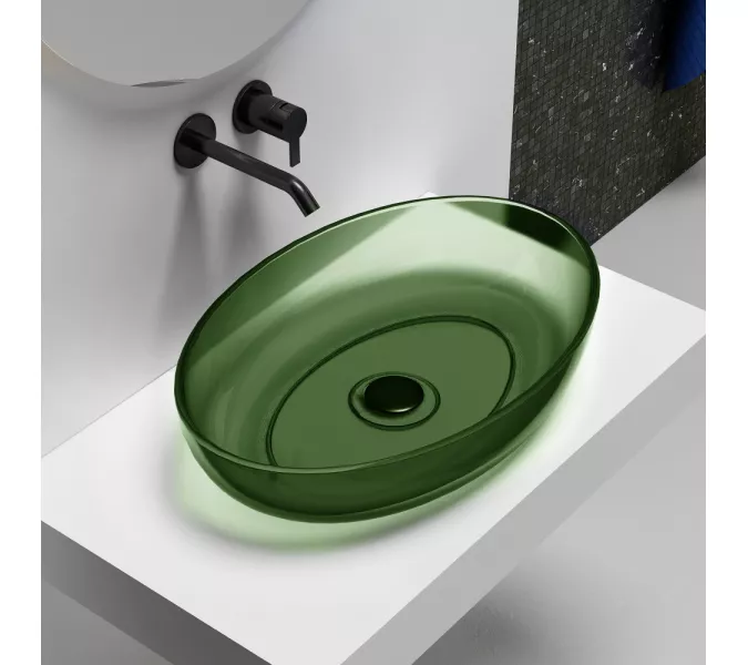 Раковина накладная прозрачная ABBER Kristall AT2801Emerald зеленая, Выбрать цвет: Зеленый