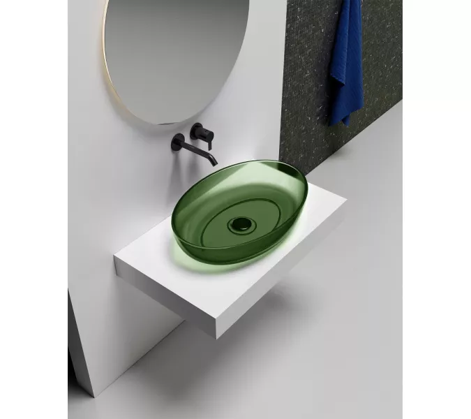 Раковина накладная прозрачная ABBER Kristall AT2801Emerald зеленая, Выбрать цвет: Зеленый, изображение 2