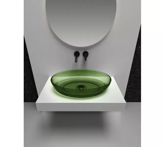 Раковина накладная прозрачная ABBER Kristall AT2801Emerald зеленая, Выбрать цвет: Зеленый, изображение 3