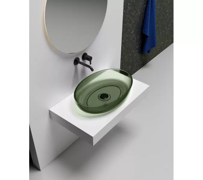 Раковина накладная прозрачная ABBER Kristall AT2801Vesuvian оливковая, Выбрать цвет: оливковый, изображение 2