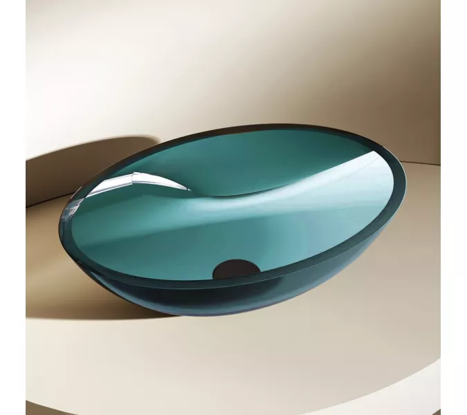 Раковина накладная прозрачная ABBER Kristall AT2802Aquamarin бирюзовая, Выбрать цвет: Бирюзовый