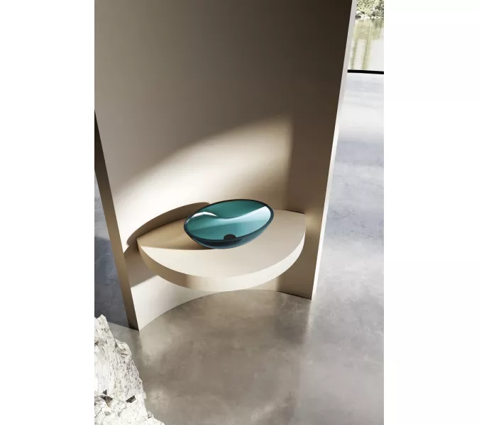 Раковина накладная прозрачная ABBER Kristall AT2802Aquamarin бирюзовая, Выбрать цвет: Бирюзовый, изображение 2