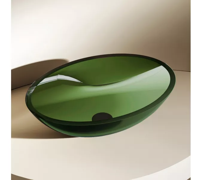 Раковина накладная прозрачная ABBER Kristall AT2802Emerald зеленая, Выбрать цвет: Зеленый