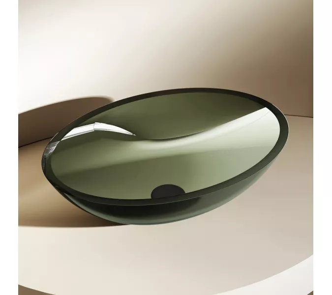 Раковина накладная прозрачная ABBER Kristall AT2802Vesuvian оливковая, Выбрать цвет: оливковый