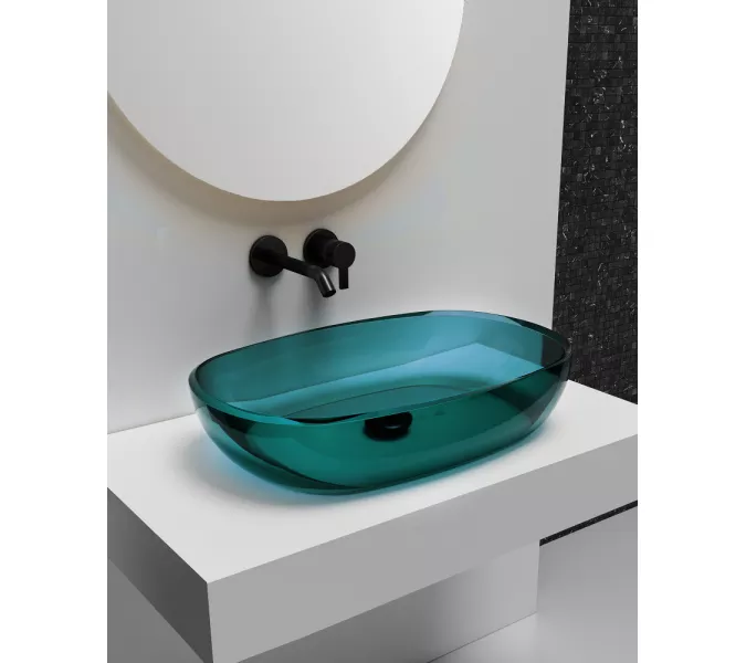 Раковина накладная прозрачная ABBER Kristall AT2805Aquamarin бирюзовая, Выбрать цвет: Бирюзовый, изображение 2