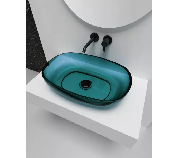 Раковина накладная прозрачная ABBER Kristall AT2805Aquamarin бирюзовая, Выбрать цвет: Бирюзовый, изображение 3