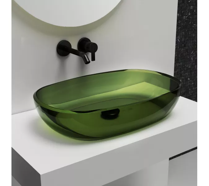 Раковина накладная прозрачная ABBER Kristall AT2805Emerald зеленая, Выбрать цвет: Зеленый
