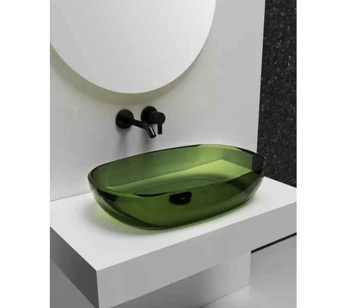 Раковина накладная прозрачная ABBER Kristall AT2805Emerald зеленая, Выбрать цвет: Зеленый, изображение 2