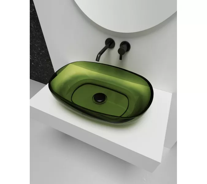 Раковина накладная прозрачная ABBER Kristall AT2805Emerald зеленая, Выбрать цвет: Зеленый, изображение 3