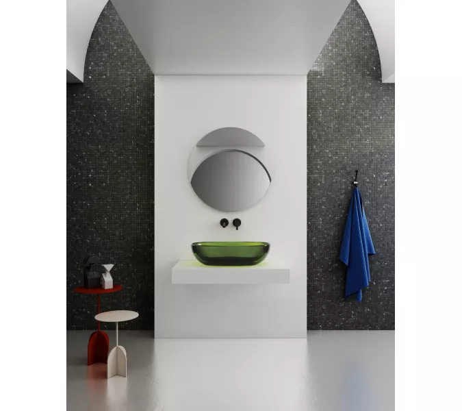 Раковина накладная прозрачная ABBER Kristall AT2805Emerald зеленая, Выбрать цвет: Зеленый, изображение 4