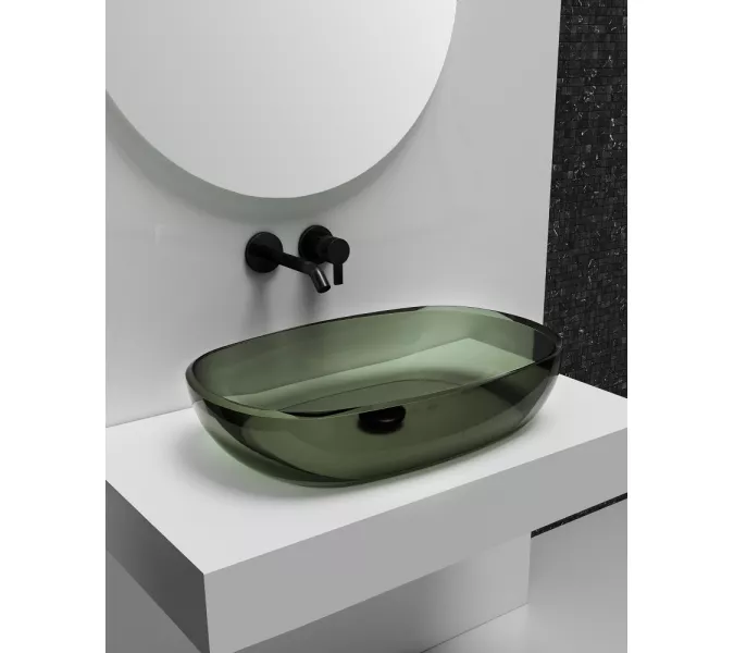 Раковина накладная прозрачная ABBER Kristall AT2805Vesuvian оливковая, Выбрать цвет: оливковый, изображение 2