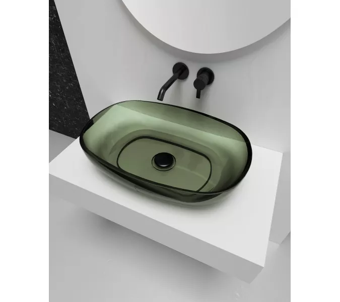 Раковина накладная прозрачная ABBER Kristall AT2805Vesuvian оливковая, Выбрать цвет: оливковый, изображение 3