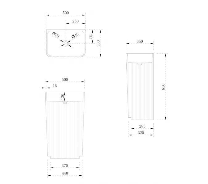 Раковина отдельностоящая ABBER Stein AS2505-H белая матовая, изображение 4