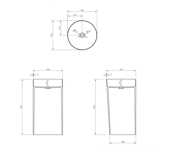 Раковина отдельностоящая ABBER Stein AS2506 белая матовая, изображение 5