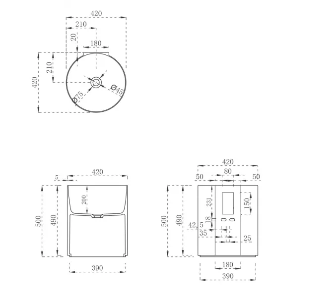 Раковина подвесная ABBER Stein AS2624 белая матовая, изображение 5