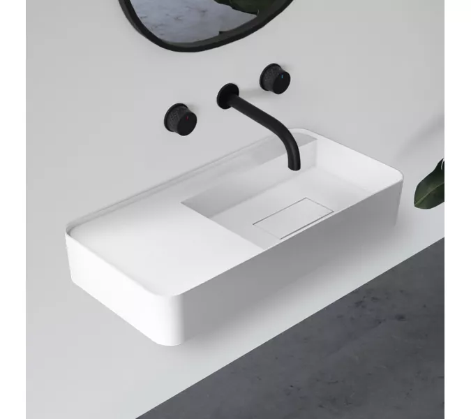 Раковина подвесная ABBER Stein AS2627-0.8 белая матовая, Выбрать размер: 80*40